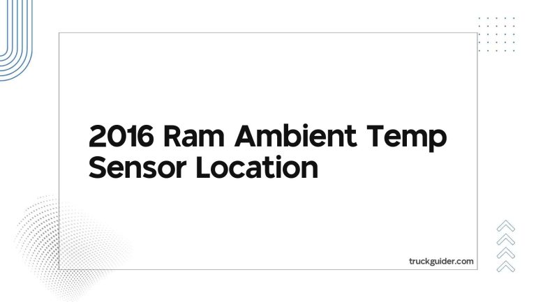 2016 Ram Ambient Temp Sensor Location