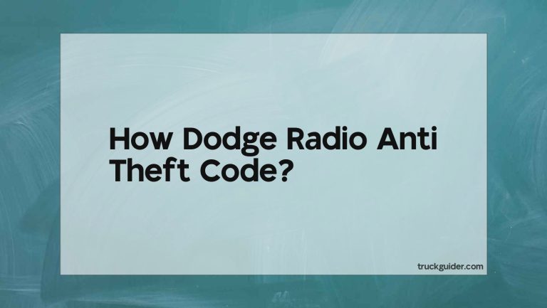 Dodge Radio Anti Theft Code