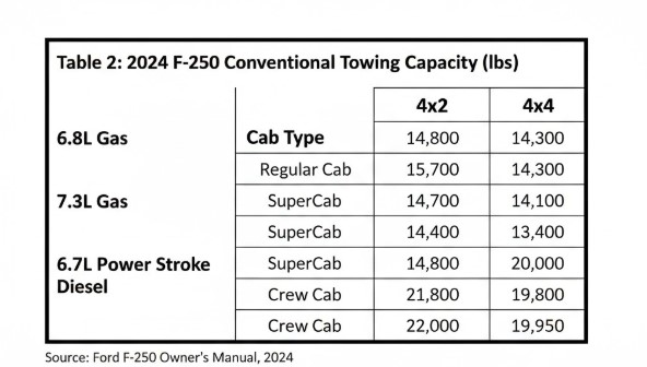 2024 F-250 Conventional Towing Capacity