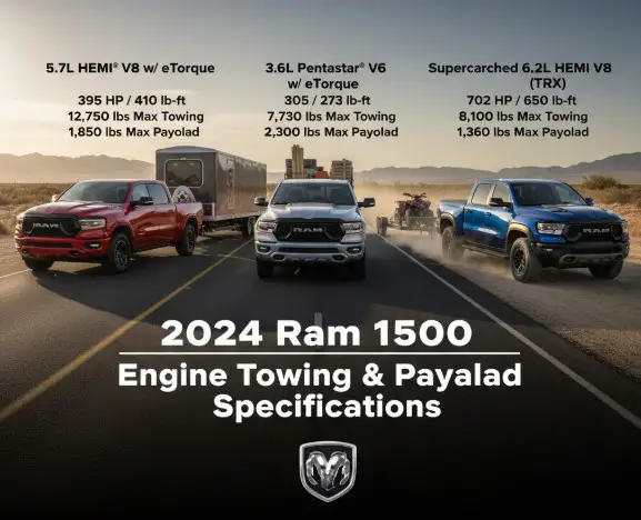 2024 Ram 1500 Engine Towing & Payload Specifications