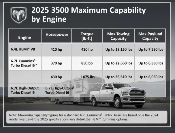 2025 Ram 3500 Maximum Capability by Engine