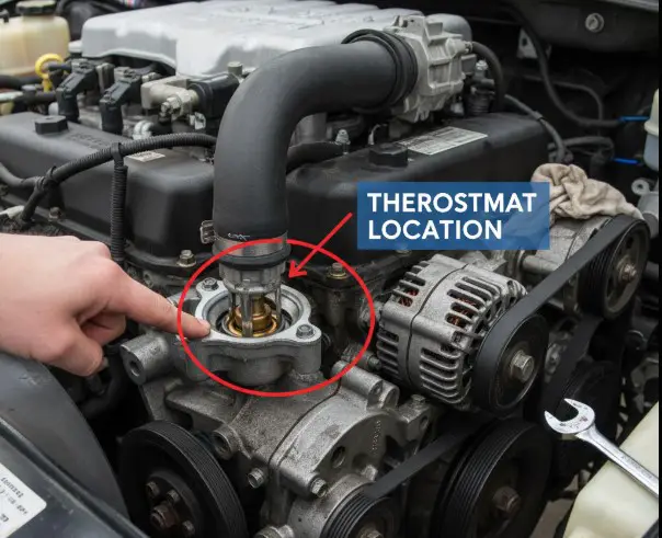 6.7 cummins thermostat location