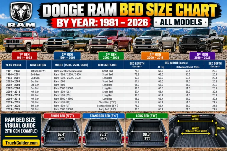 Dodge Ram Bed Size Chart by Year: 1981–2026 All Models