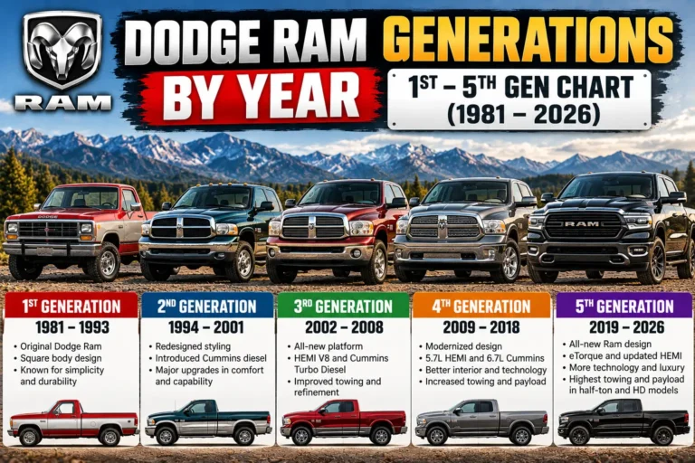 Dodge Ram Generations by Year: 1st–5th Gen Chart (1981–2026)