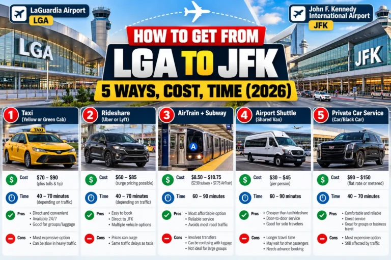 How to Get from LGA to JFK: 5 Ways, Cost, Time (2026)