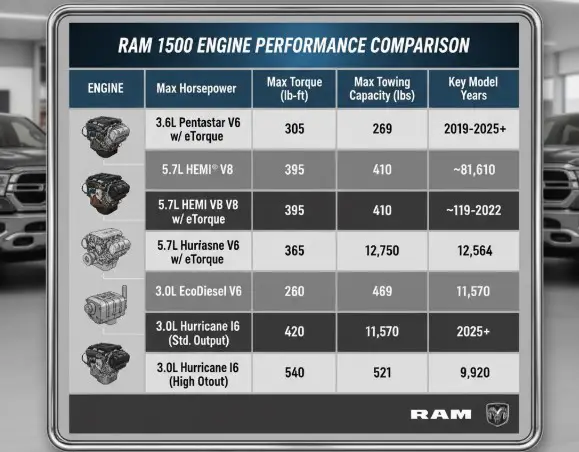 Ram 1500 Towing Capacity by Engine