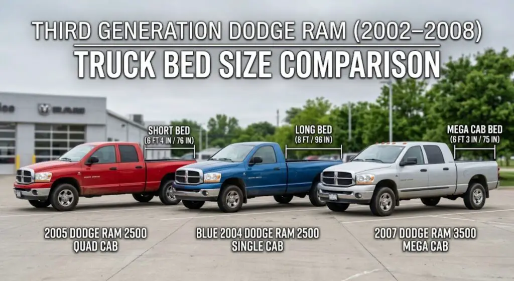 Third Generation Dodge Ram Bed Sizes (2002-2008)