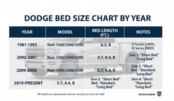 dodge ram bed size chart by year