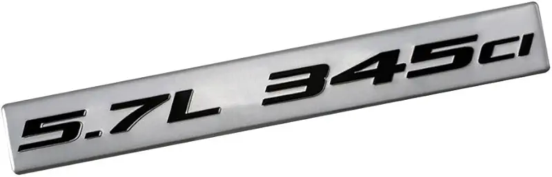 5.7L 345ci Black on Silver Highly Polished Real Aluminum Emblem
