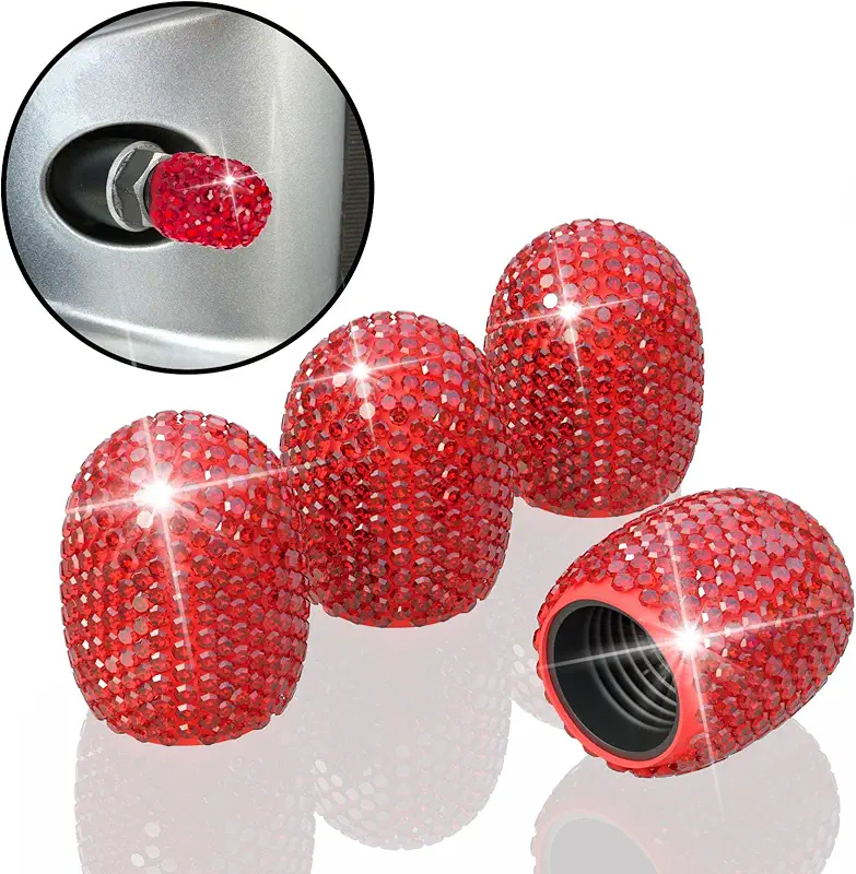 4Pcs Car Tire Valve Stem Caps, Bling Crystal Diamond Car Accessories