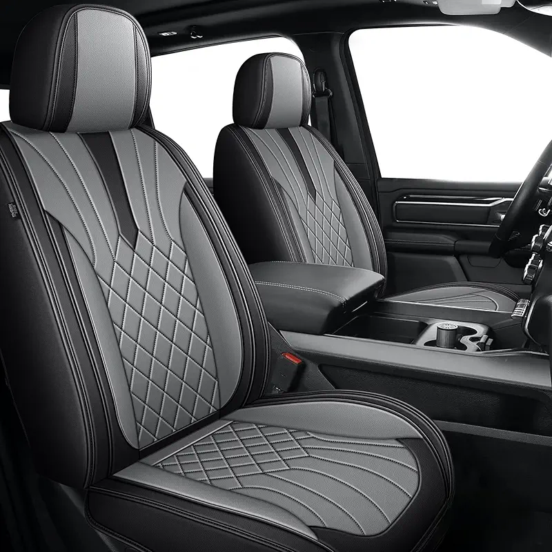 RAWAKORW Faux Leather Car Seat Covers for Dodge RAM1500 2500 3500