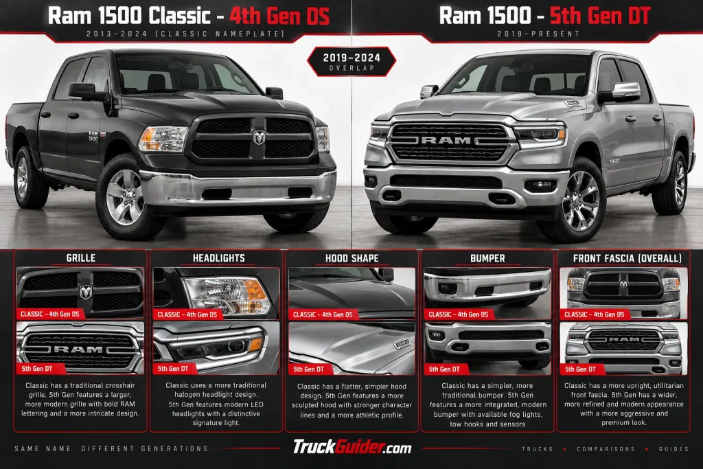 Ram 1500 Classic 4th Gen DS vs 5th Gen DT comparison