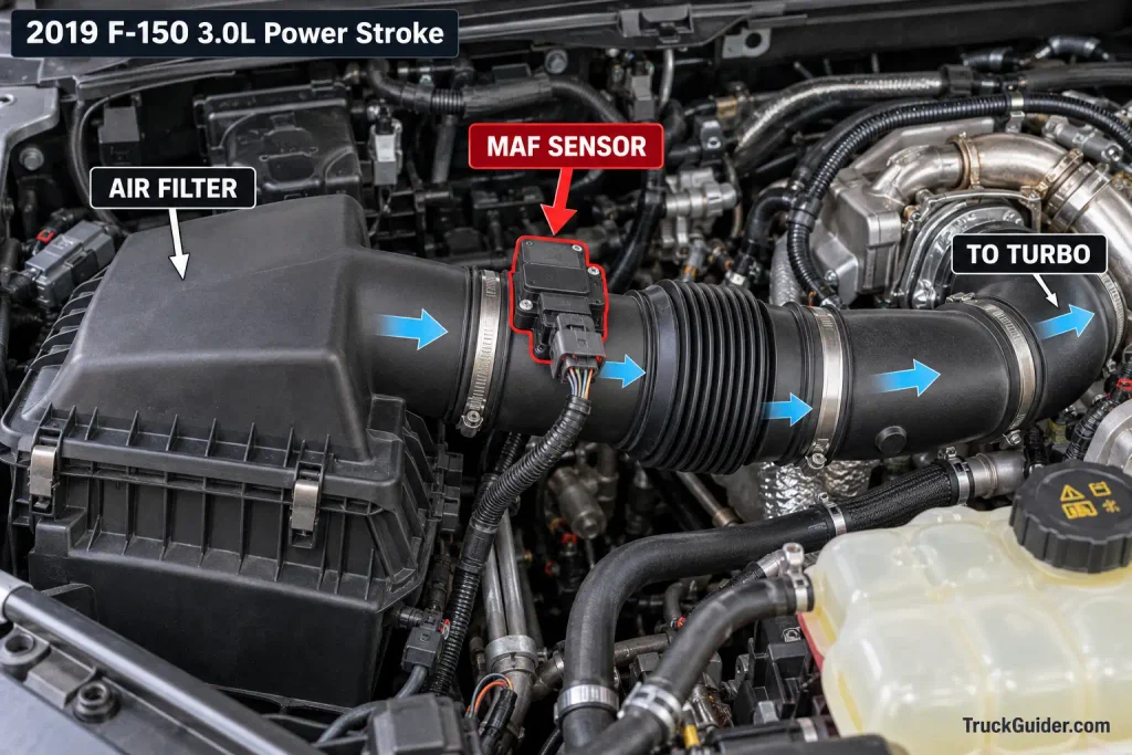 2019 Ford F-150 3.0 Power Stroke MAF sensor location