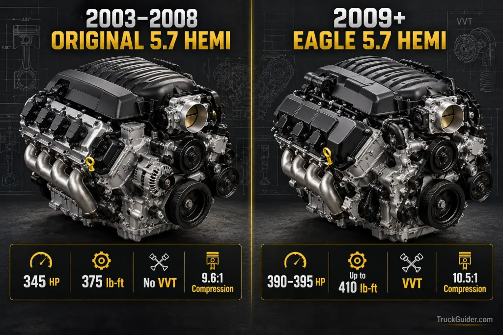 2003-2008 vs 2009+ 5.7 HEMI Eagle engine comparison