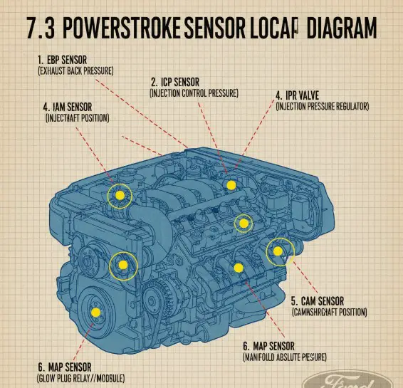 7.3 Powerstroke Sensor Location Diagram