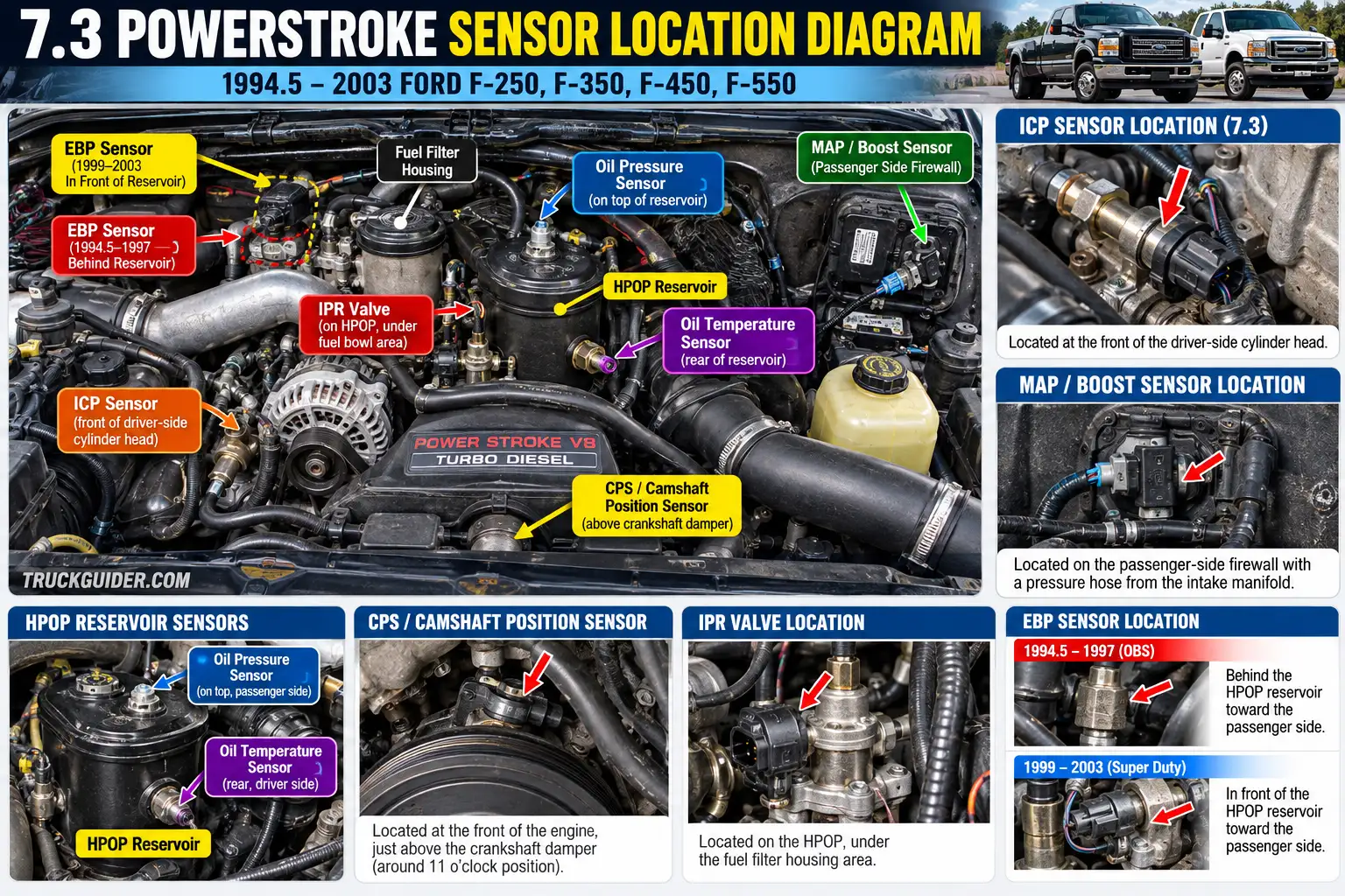 7.3 Powerstroke ICP Sensor Location Diagram (1994.5–2003)