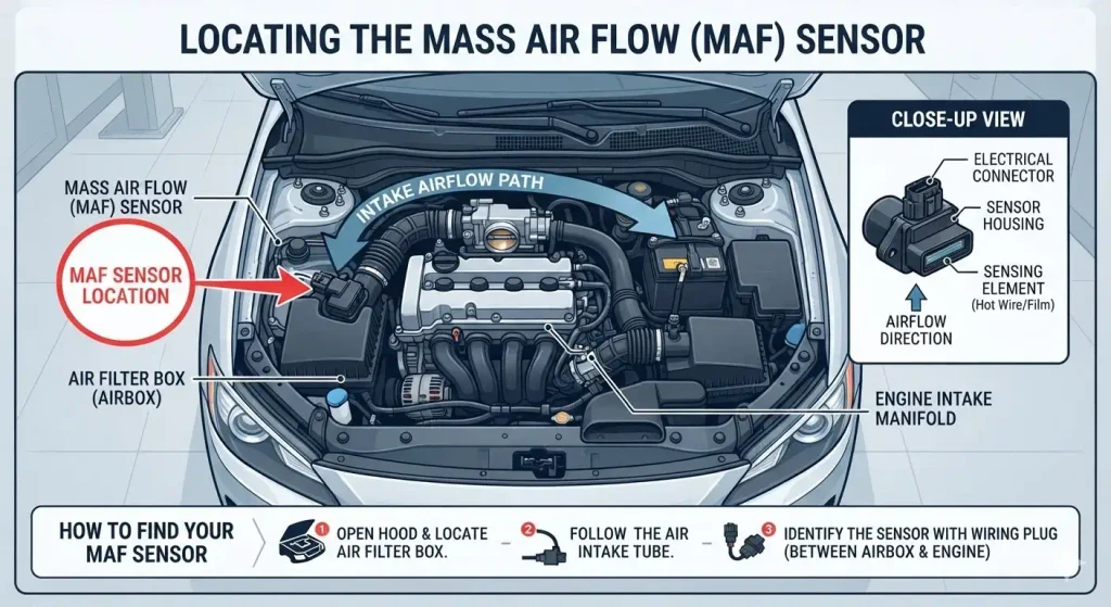 mass air flow sensor location infographic