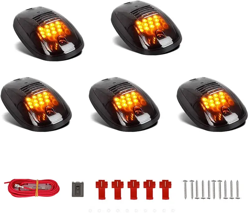 NPAUTO 5pcs 12 LED Smoked Amber Cab Lights