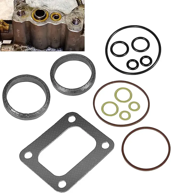 72468 Turbo Mounting Gasket Set & 7.3L Powerstroke Diesel Turbo Pedestal Yellow O-Ring Seal Gaskets F4TZ-6N653-A F4TZ-6N653-B Compatible with Ford 1994-2003 7.3L Powerstroke Diesel