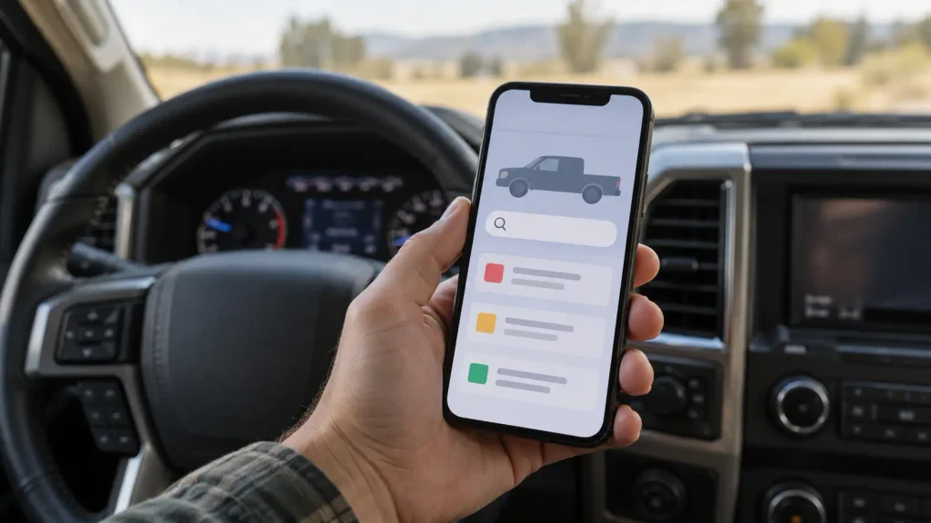Checking a pickup truck VIN for open recalls