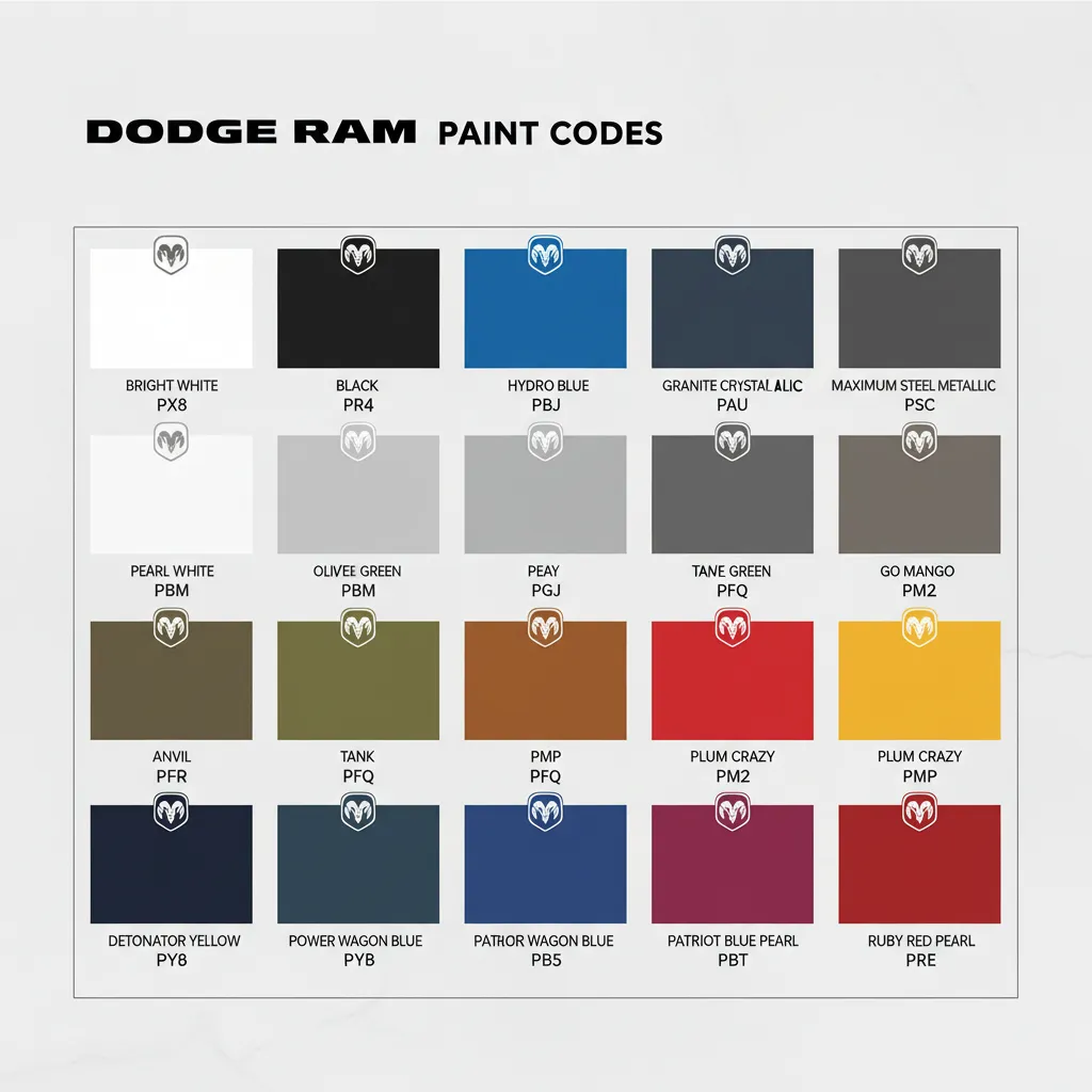 Color Chart Dodge Ram Paint Codes: Technical Identification And ...