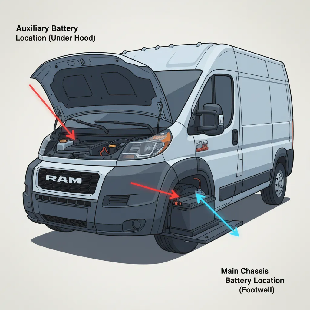 ram promaster 1500 battery location