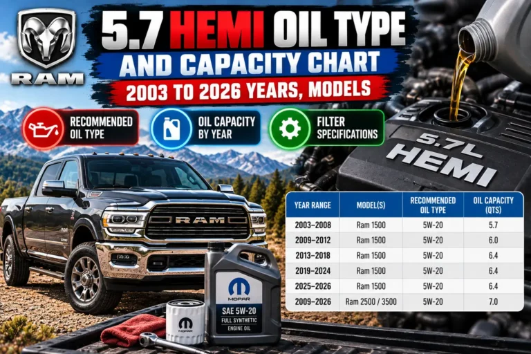 5.7 HEMI Oil Type and Capacity Chart: 2003 to 2026 Years, Models