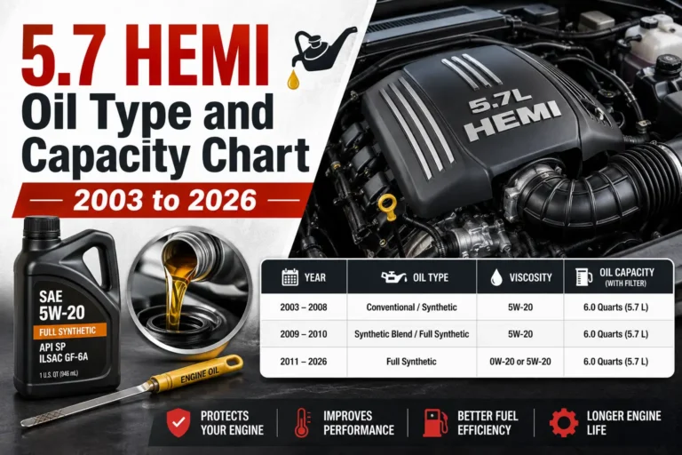 5.7 HEMI Oil Type and Capacity Chart: 2003 to 2026 Years, Models