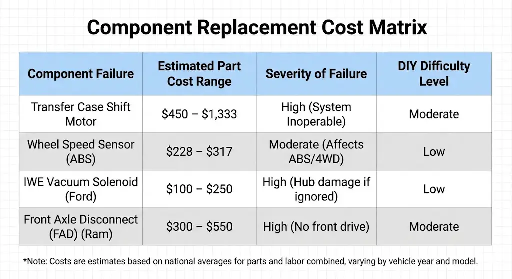 Component Replacement Cost Matrix
