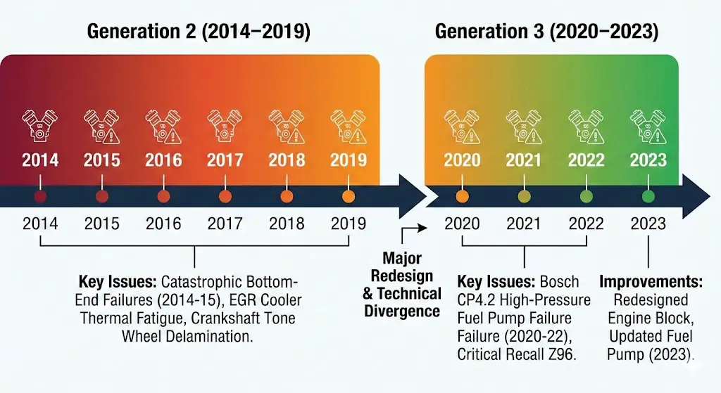 EcoDiesel Generations Timeline & Key Issues