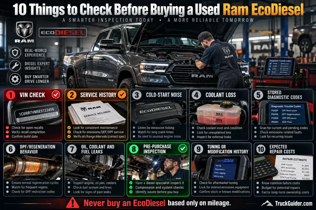 Used Ram EcoDiesel inspection checklist before buying