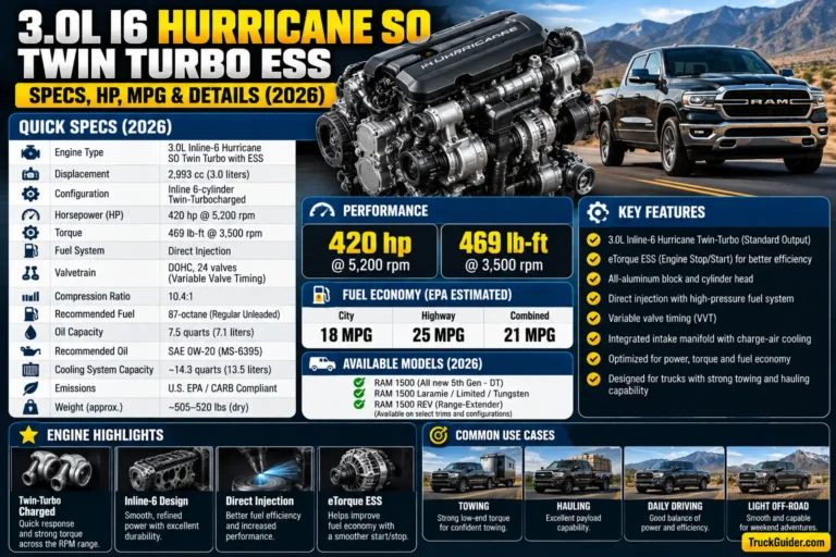 3.0L I6 Hurricane SO Twin Turbo ESS: Specs, HP, MPG 2026