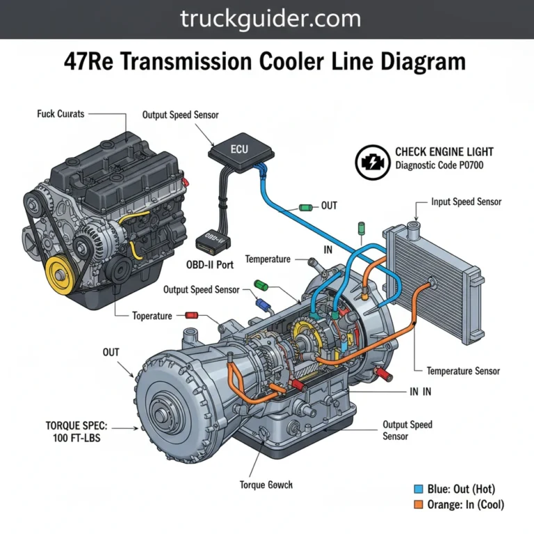 47re transmission cooler line diagram diagram with labeled components and explanations