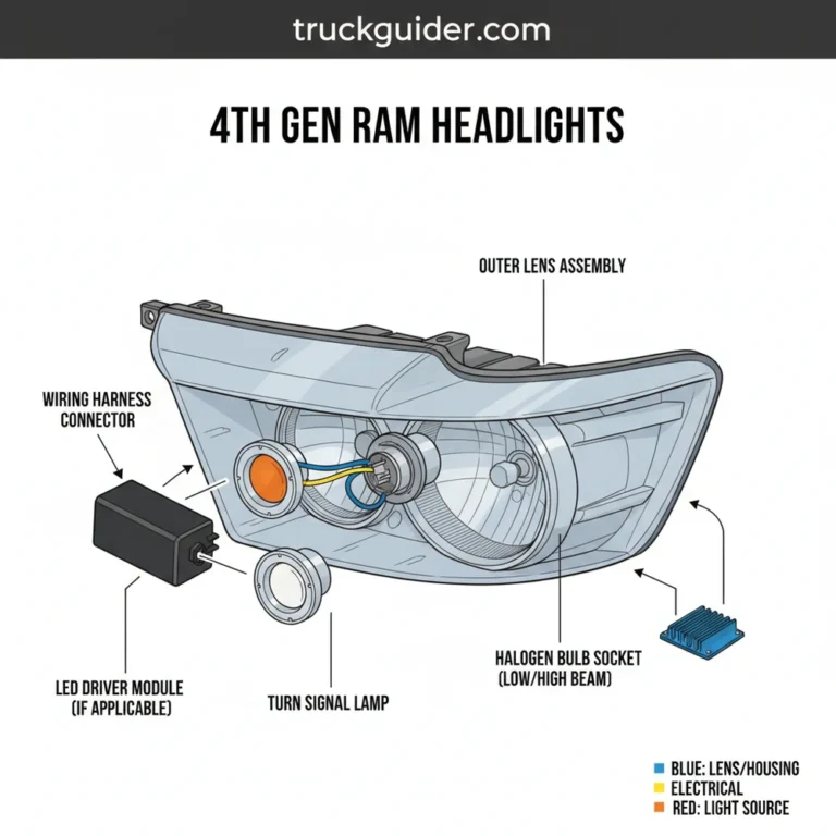 4th gen ram headlights diagram with labeled components and explanations
