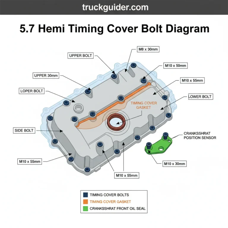 5.7 hemi timing cover bolt diagram diagram with labeled components and explanations