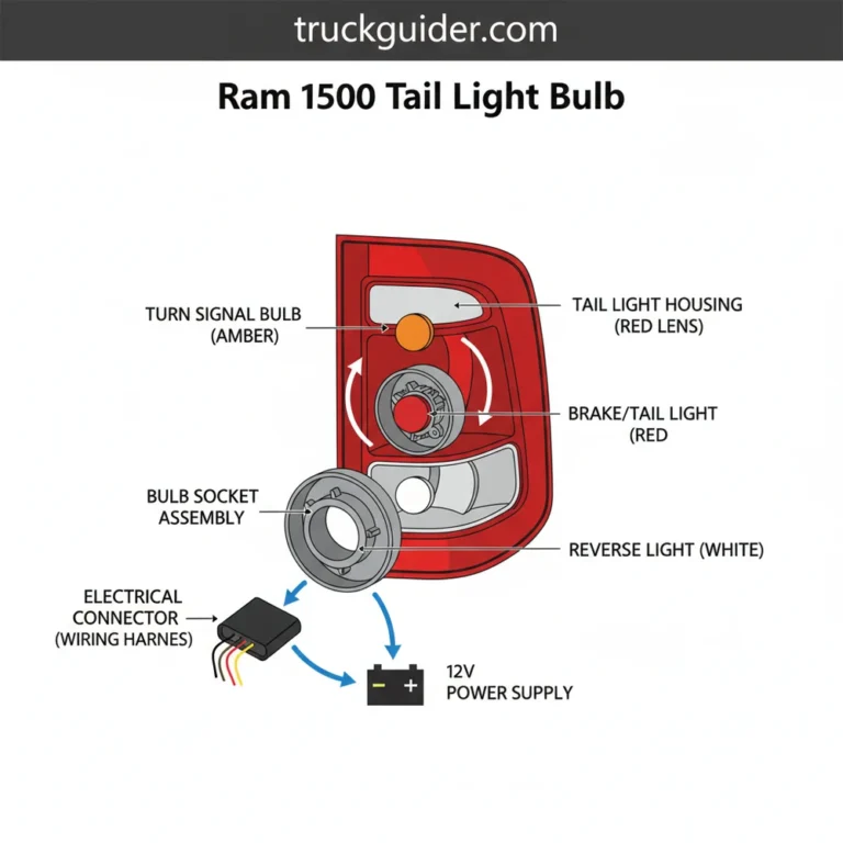 ram 1500 tail light bulb diagram with labeled components and explanations
