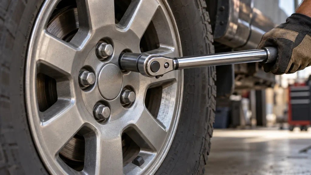 Torque wrench on a Ram 1500 wheel lug nut