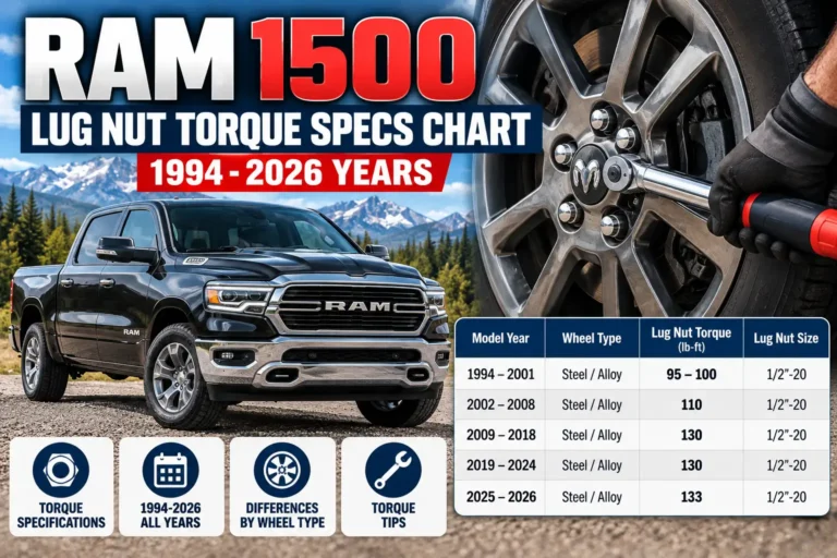 Ram 1500 Lug Nut Torque Specs Chart: 1994-2026 Years