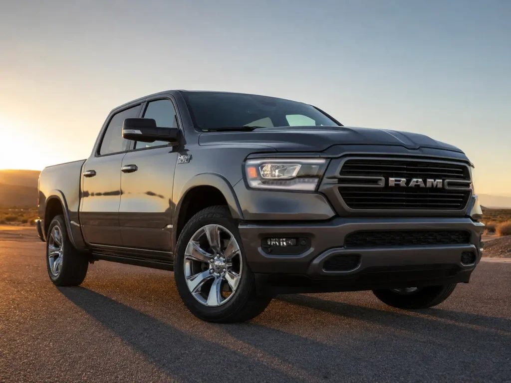 Ram 1500 Crew Cab showing engine badge, representing all engine options by year