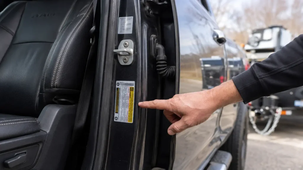 Ram 1500 EcoDiesel payload sticker for towing capacity check