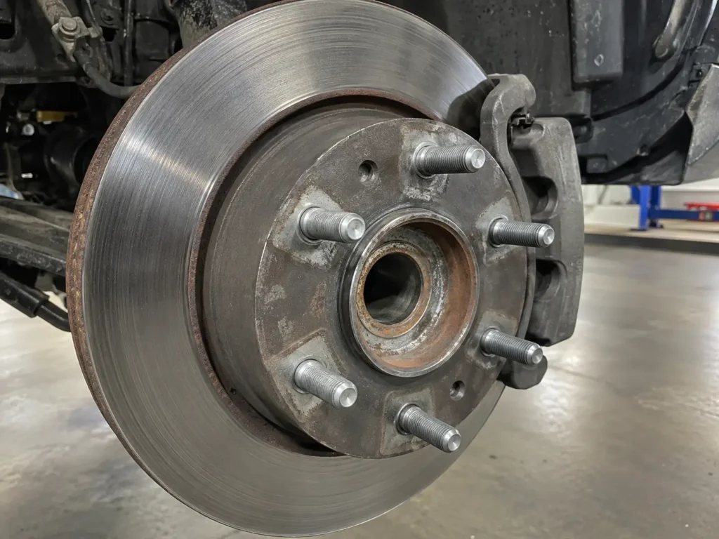 Ram 1500 wheel hub showing lug studs and center bore