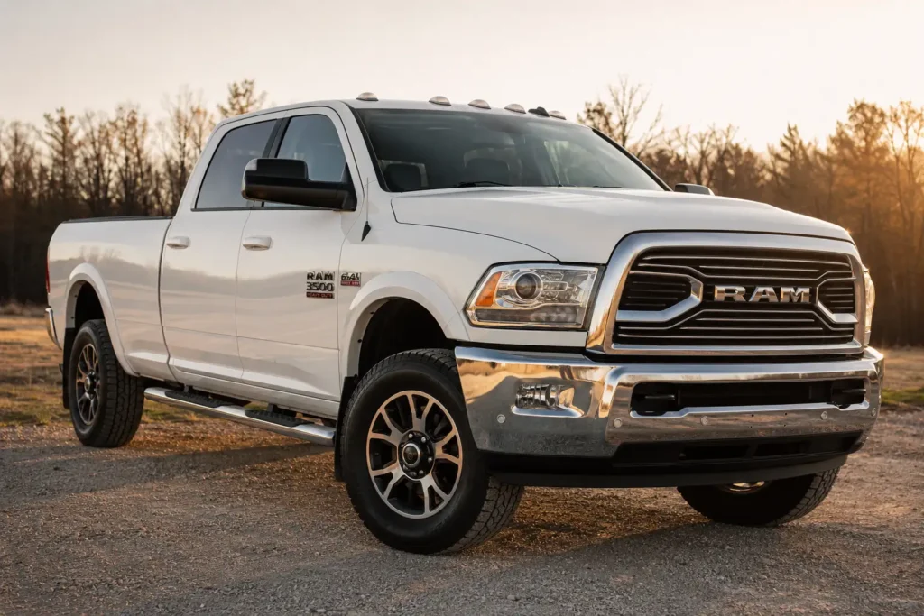 2017 Ram 3500 6.4 Hemi truck parked outdoors showing front badge