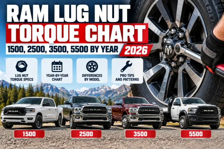 Ram Lug Nut Torque Chart: 1500, 2500, 3500, 5500 by Year 2026