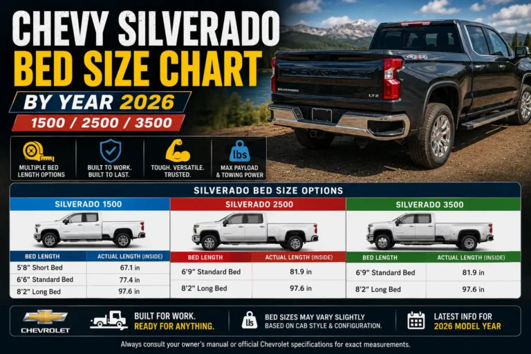 Chevy Silverado Bed Size Chart by Year 2026 (1500/2500/3500)