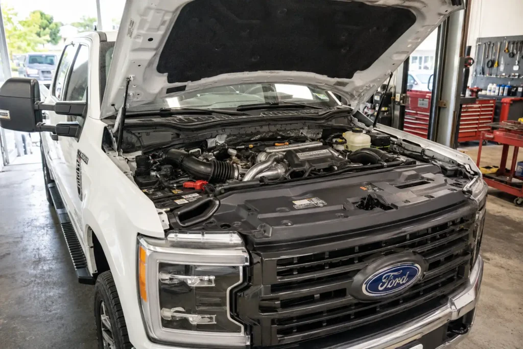 Ford Power Stroke diesel engine generations chart Super Duty engine bay
