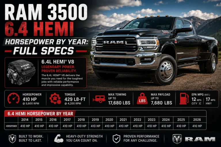 Ram 3500 6.4 HEMI Horsepower by Year: Full Specs 2026
