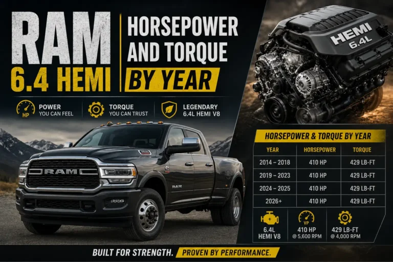 Ram 6.4 HEMI Horsepower and Torque by Year 2014 to 2026