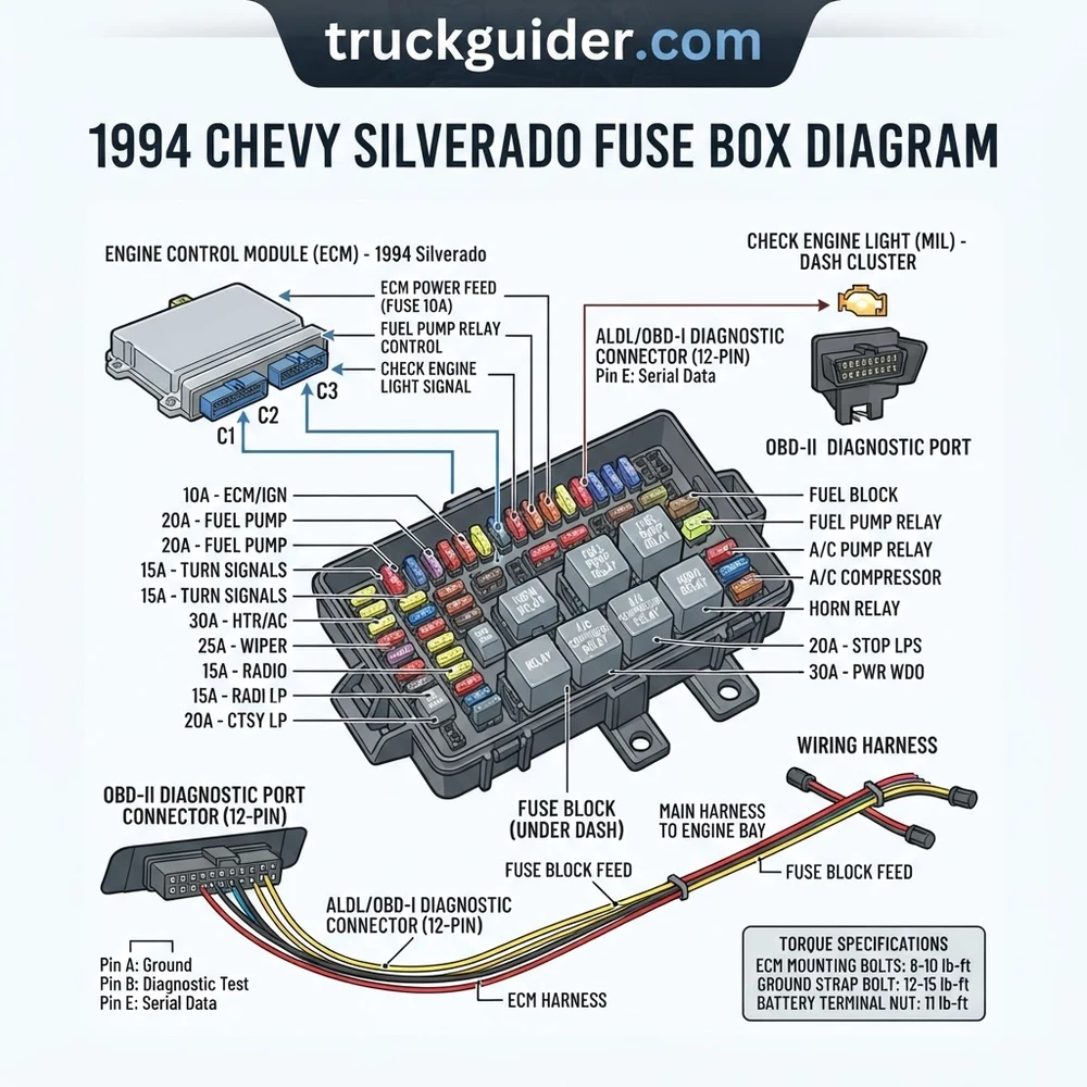 1994 Chevy Silverado Fuse Box Diagram: Repair 2026