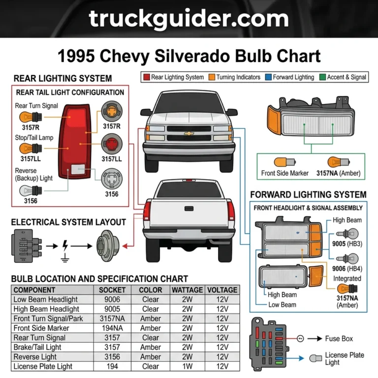 1995 chevy silverado bulb chart diagram with labeled components and explanations