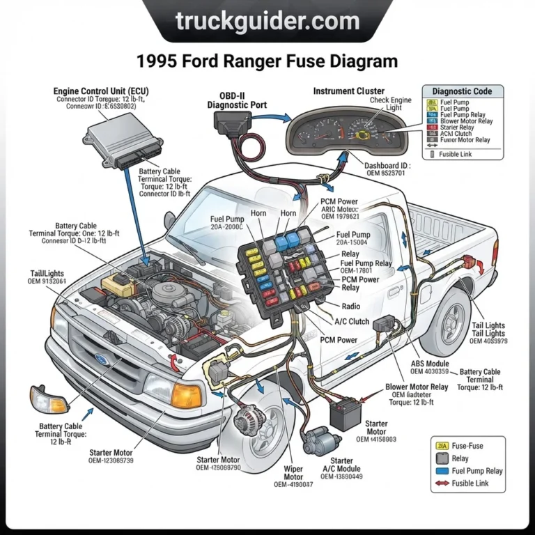 1995 ford ranger fuse diagram diagram with labeled components and explanations